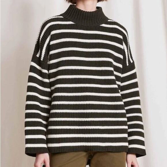 Apiece Apart Sweaters - Apiece Apart Olive Stripes Eco Cotton Cashmere Carolina Pullover Sweater Sz M/L